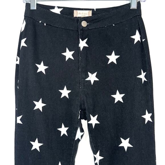 Altar’d State Black Denim Star Print Flare Jeans Size Small - Picture 6 of 16